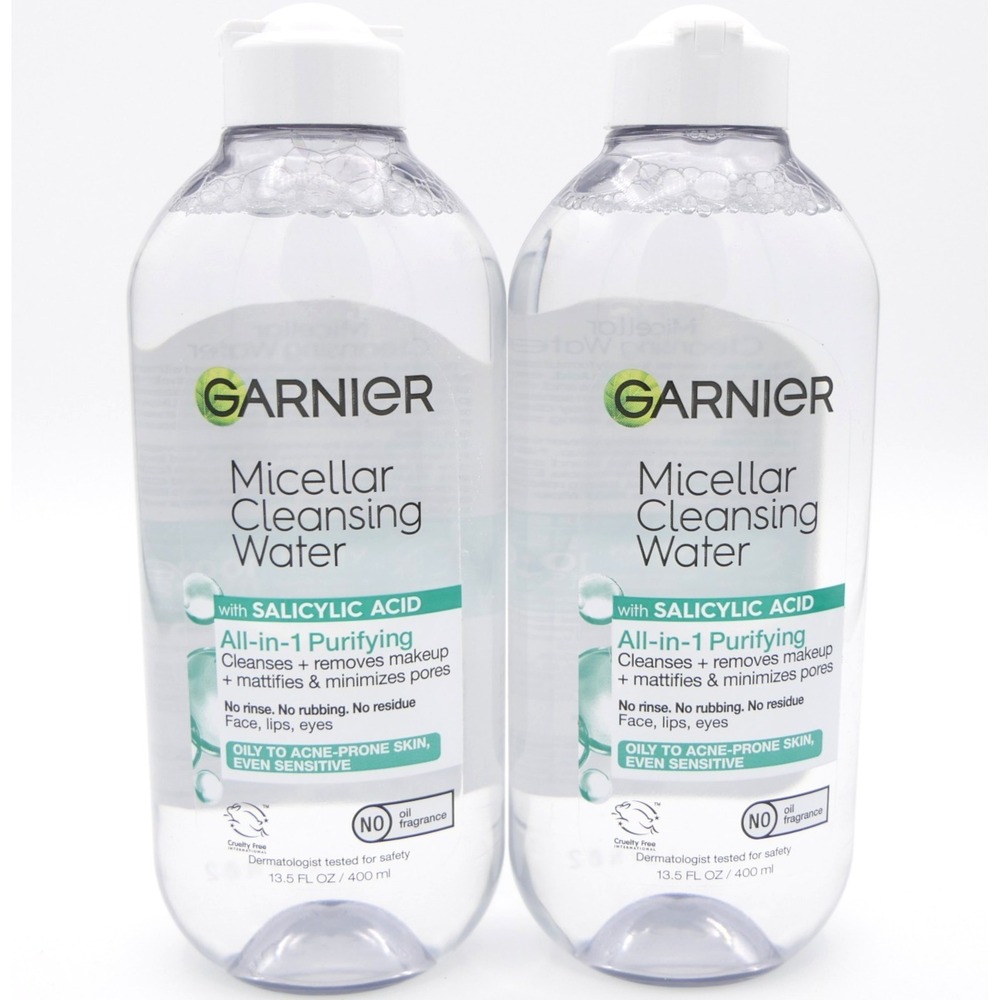 Garnier Micellar Cleansing Water + Salicylic Acid All-in-1 2 Bottles 13.5 oz Ea
